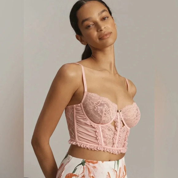 Anthropologie Pink Lace Bustier NWT Size Large - Picture 2 of 6